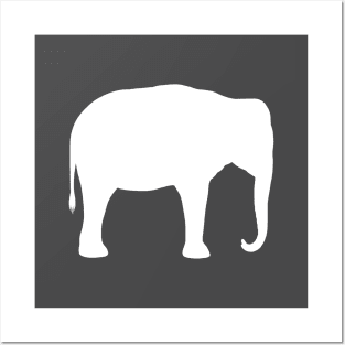 Asian Elephant Silhouette | White Elephant Posters and Art